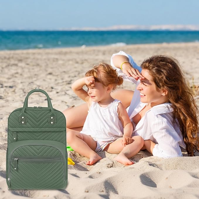Diaper Bag Backpack Tote with Insulated Pockets for Men Baby Boys Girls Newborn Unisex Tactical Large Capacity, Multifunctional Waterproof Green
