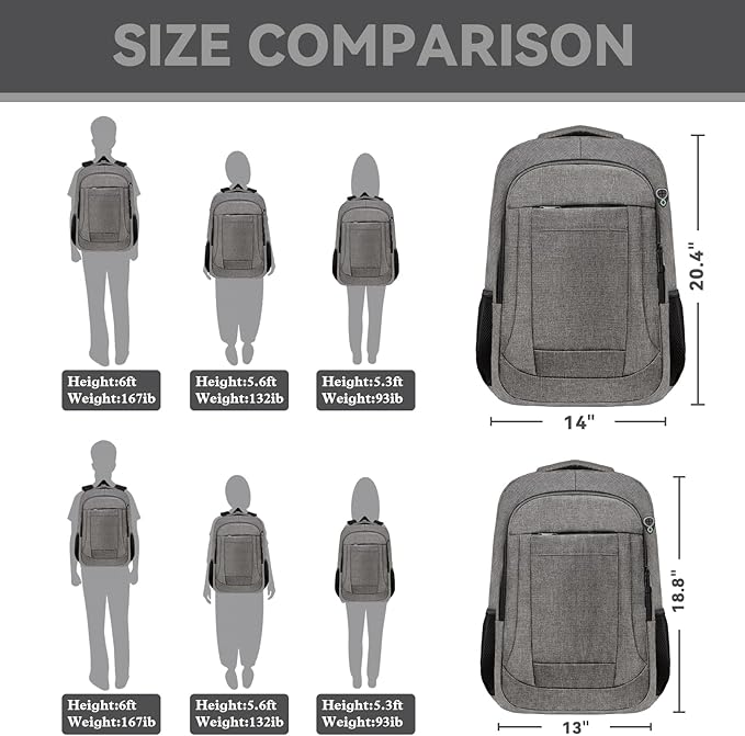 Travel Backpack, 18.4 Inch Extra Large Laptop Backpack Airline Approved, Business Anti Theft Sturdy Work Computer College High School Backpack Bag Fits 18 Inch Notebook for Men Women, Grey