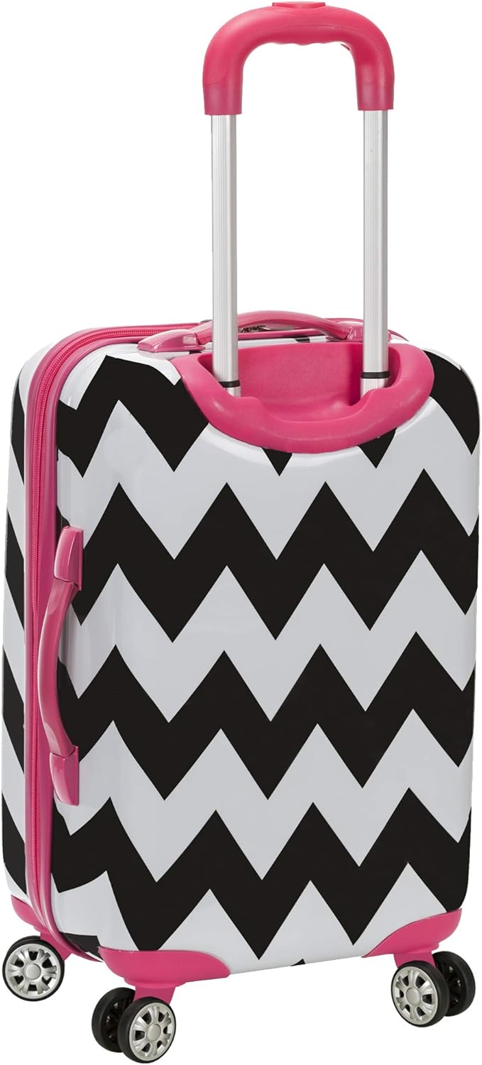 Rockland Safari Hardside Spinner Wheel Luggage, Pink Chevron, Carry-On 20-Inch