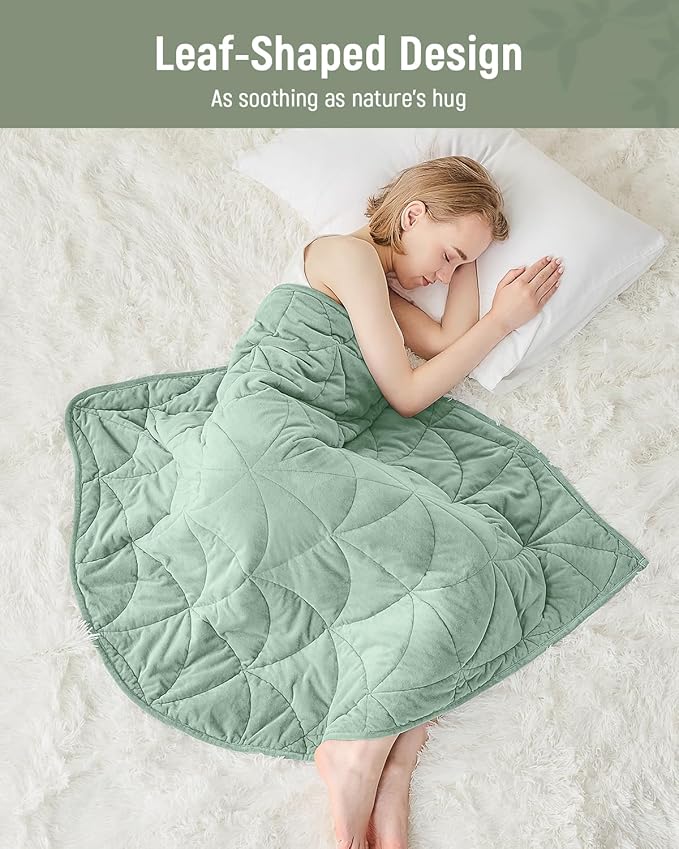 Weighted Lap Blanket 7 lbs for Adults, Luxury Soft Small Weighted Blanket, Compact Portable Weighted Lap Pad for Relaxation, Sleeping, Travel, All-Season Use, Sage Green, 40" x 52"