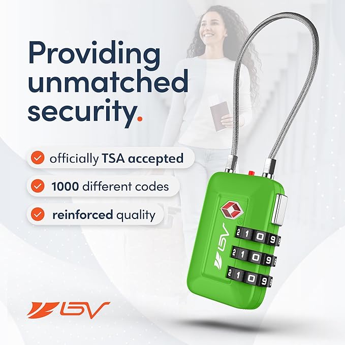 TSA Accpeted Luggage Travel Lock, Set-Your-Own Combination Lock for School Gym, Golf Bag, Locker, Luggage Suitcase Baggage Locks, Filing Cabinets, Toolbox, Case (Green, 2 Pack)