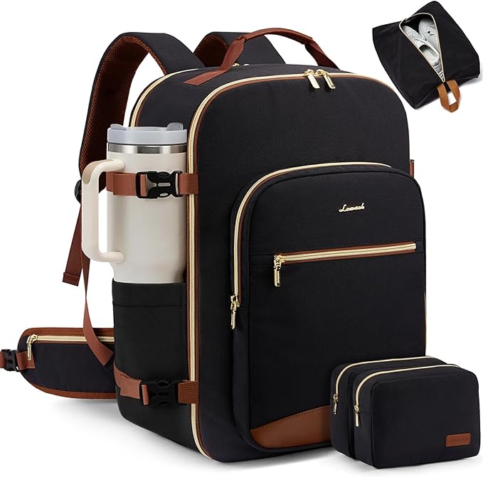 LOVEVOOK 56L Travel Backpack for Women & Men, Airline Approved Carry On Luggage with 3 Packing Cubes, TSA Overnight Bags, Waterproof Personal Item Bag, Weekender Essentials Backpacks fits 17" Laptop