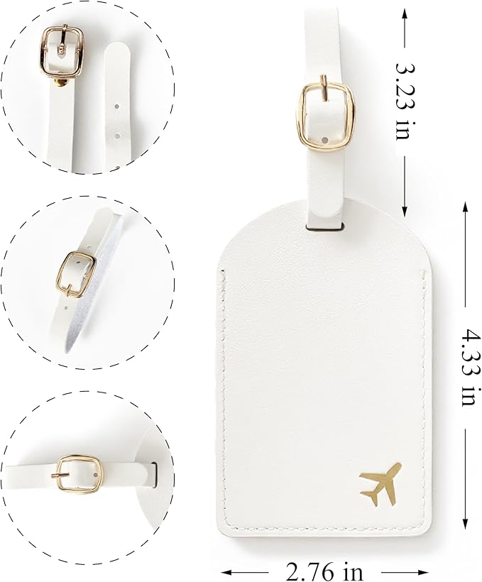 Luggage Tags for Suitcases, PU Leather Travel Tags for Luggage.(Cream)