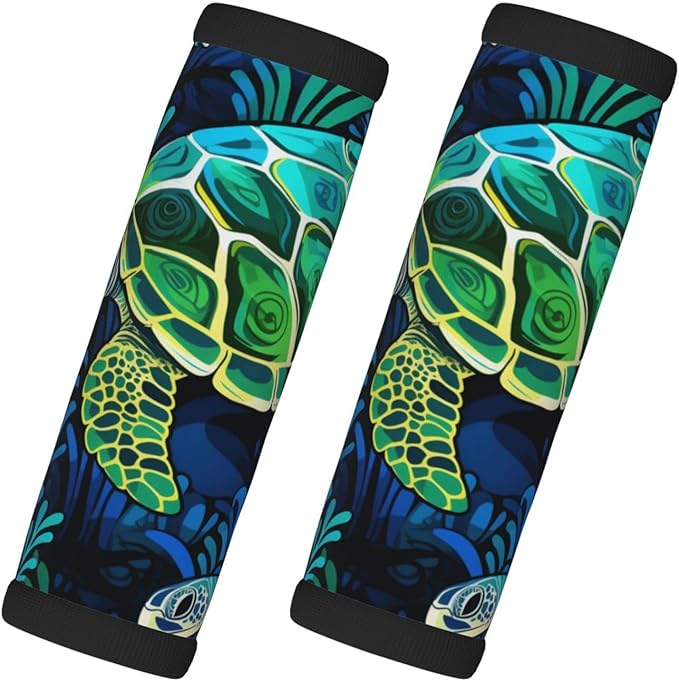 Luggage Handle Wraps Sea Turtles Ocean Tortoise Luggage Identifiers Soft Neoprene Luggage Handle Wraps For Suitcase Trolley Handle Grip Cover 2 Pack Luggage Tags