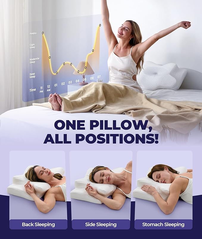 Sleep Doctor Approved Cervical Neck Pillow for Sleeping, Ergonomic Contour Side Sleeper Pillows for Adults, Cooling Orthopedic Pillow for Pain Relief Support, Memory Foam Pillows Back Stomach Sleepers