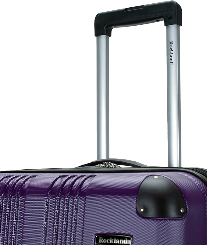 Rockland London Hardside Expandable Spinner Wheel Luggage, Purple, Checked-Large 28-Inch