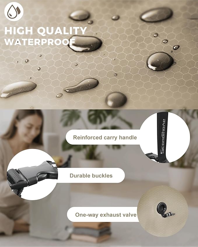 Travel Compression Laundry Bag, Pump-Free Vacuum Space Saver Bag for Dirty Clothes, Reusable Waterproof Wet Dry Bag, Travel Laundry Bag for Luggage, Packing, Suitcase (1 Pcs)(Gray, L)