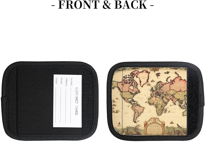 Luggage Handle Wraps Vintage World Map Pattern Luggage Identifiers Soft Neoprene Luggage Handle Wraps For Suitcase Trolley Handle Grip Cover 2 Pack Luggage Tags