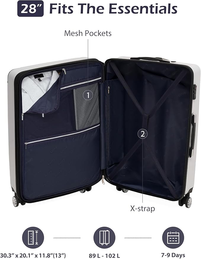 Coolife Luggage, Suitcase with Durable and Lightweight, Large Checked Luggage with PC+ABS Hardshell Expandable, Dual Spinner Wheels, TSA Lock, and YKK Zipper (orange new, L(28in))