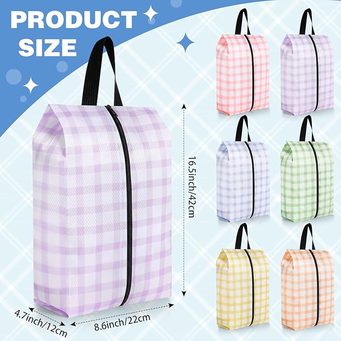 6 Pcs Travel Shoe Bags with Zipper Portable Suitcase Shoe Organizer Packing for Men Women Nylon Multicolor(L,Fresh Color)