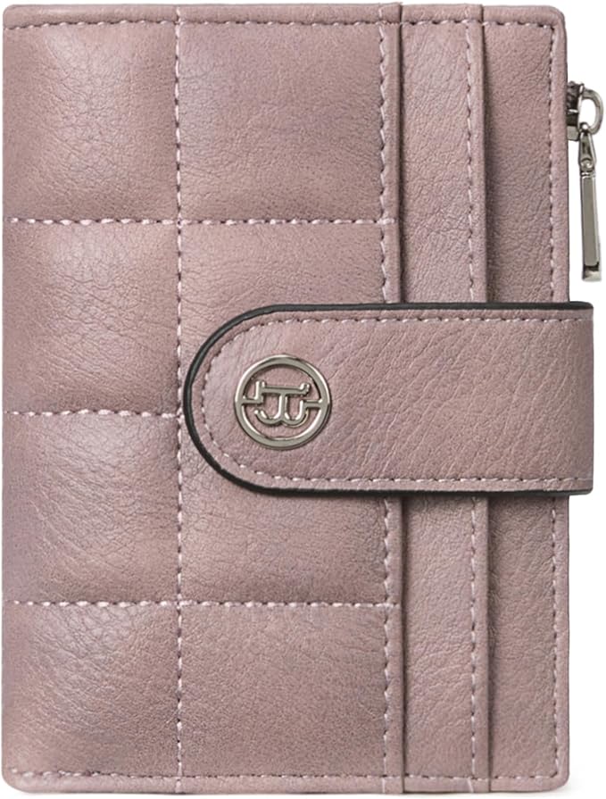 BOSTANTEN Small Wallet for Women Leather RFID Blocking Card Holder Bifold Compact Wallets With Zipper Coin Pocket Purple