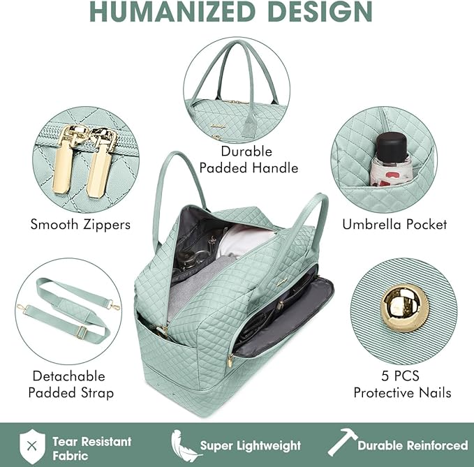 Travel Duffle Bag Weekender for Women - Carry-On Overnight Bag Personal Item Bag with Shoe Compartment & Wet Pocket Large Weekend Tote Bags with Toiletry Bag Hospital Bags for Labor and Delivery