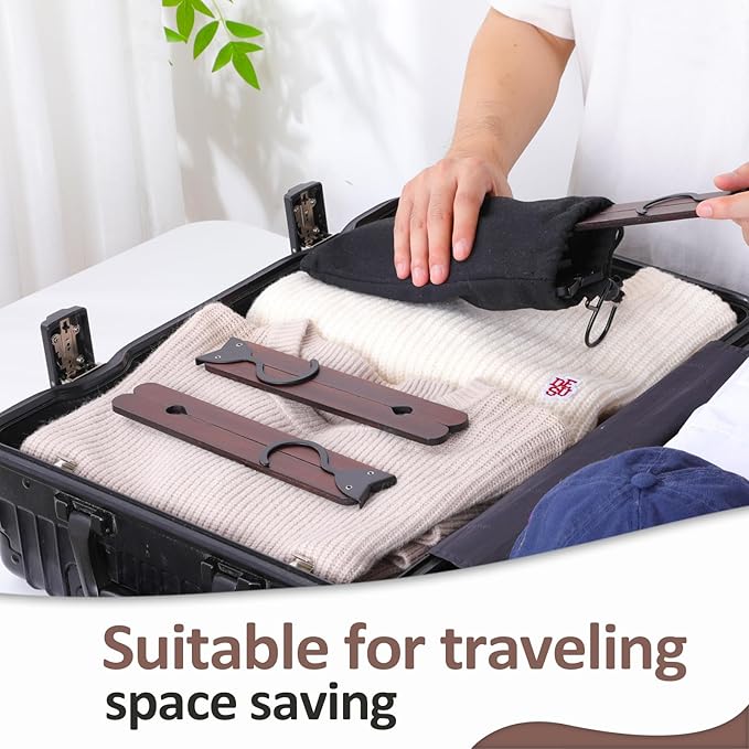Edergoo Foldable Hangers 8 Pack, Wooden Travel Hangers Foldable for Suitcase, Portable Folding Travel Hanger for Cruise, Collapsible Space Saving RV Hanger for Trip