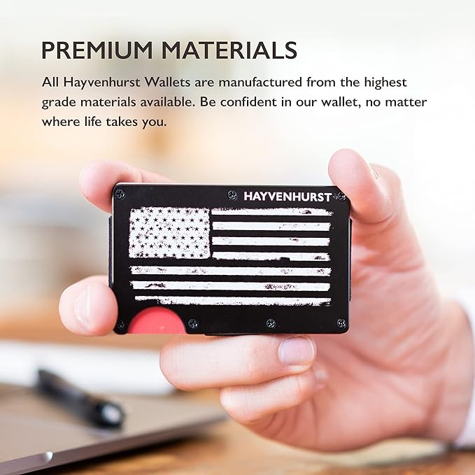 Hayvenhurst Wallet For Men - Reinvented Design Men's Wallet - Slim, Minimalistic & Seamless, Blocks RFID Scanners, Holds 12 Cards & Has a Money Clip (Patriot)