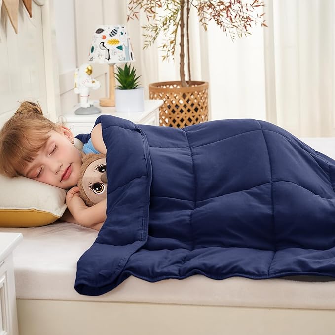 yescool Navy Weighted Blanket 5 Pounds Cooling Weighted Lap Blanket, Heavy Blanket for Sleeping, Weighted Throw Blanket Gifts for 40-60lbs, 36"x48"
