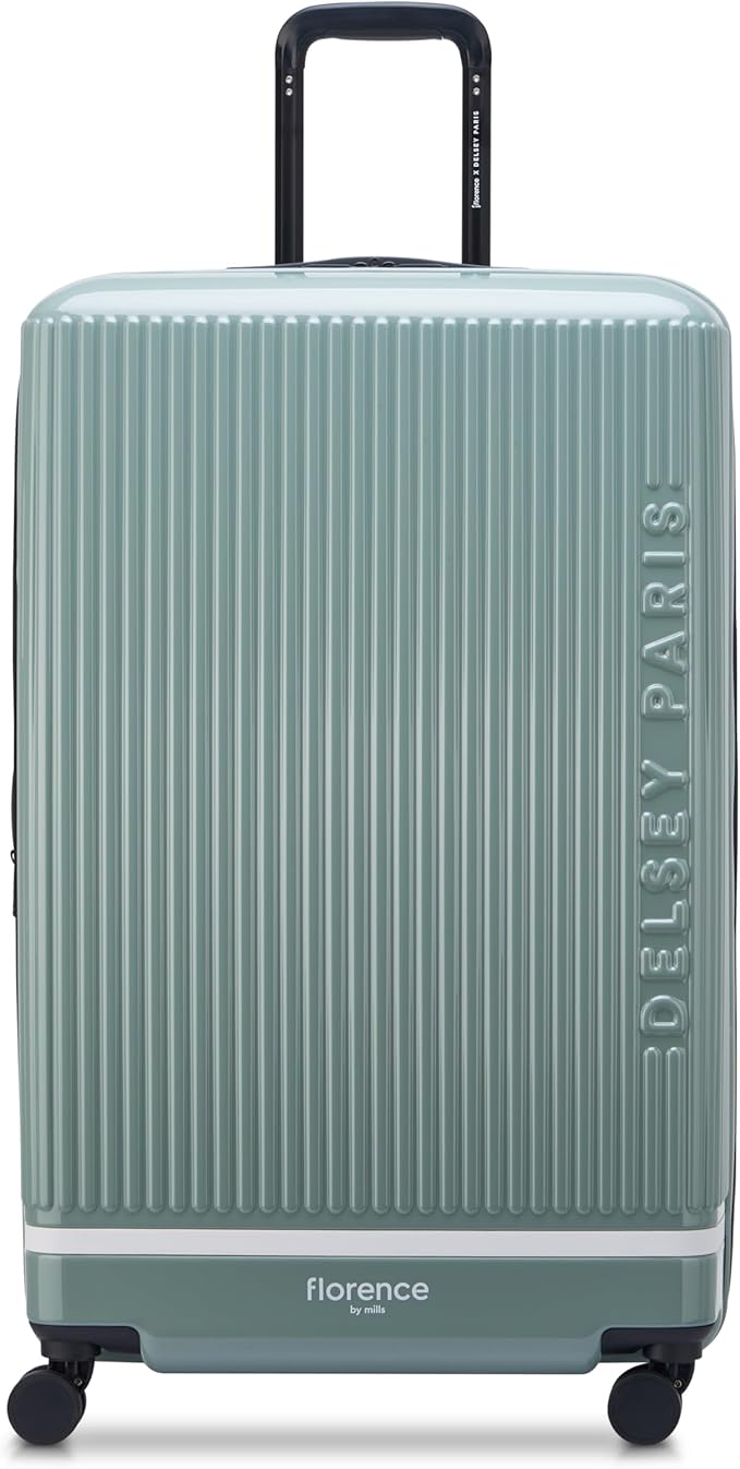 florence by mills Spin Me Away Hardside Expandable Luggage with Spinner Wheels, Sage Green, Checked-Large 29 Inch