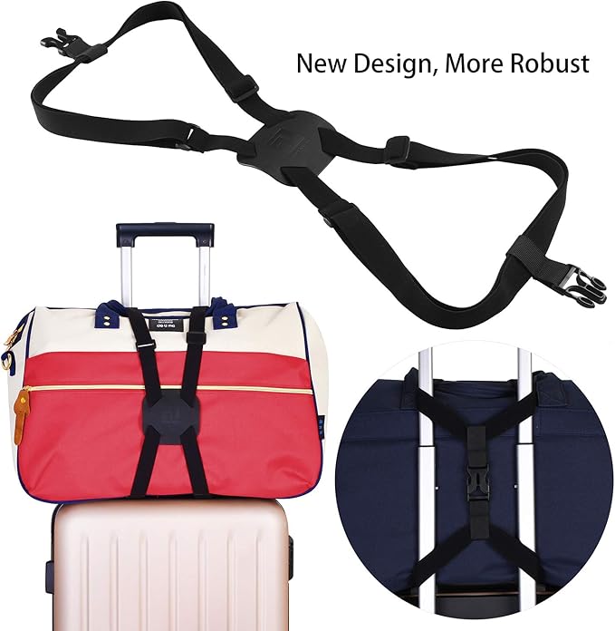 Luggage Straps Bag Bungee, Luggage Straps Suitcase Adjustable Belt, Add a Bag Easy to Travel Suitcase Elastic Strap Belt with Reflective Material (Blue)