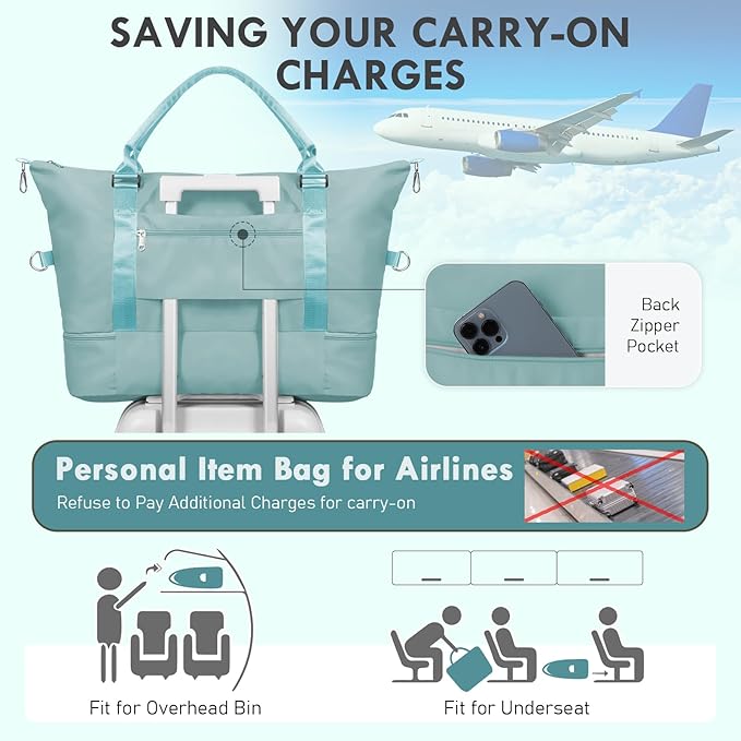 WOOMADA Weekender Overnight Bag for Women, Shoulder Travel Duffel with Shoes Compartment,Gym Bag with Toiletry Bag