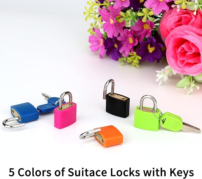 5 Pcs Suitcase Locks with Copper Keys Protect Your Belongings with Febwind's Set of 5 Mini Padlocks Multicolor Durable Locks for Suitcases Backpacks Boxes Cabinet and Laptop Bags