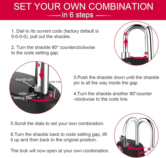 ZHEGE Suitcase Lock TSA Approved, 4 Digit Combination Luggage Lock Resettable for Backpack, Briefcase, Tent, Small Gym Locker Padlock (Black)