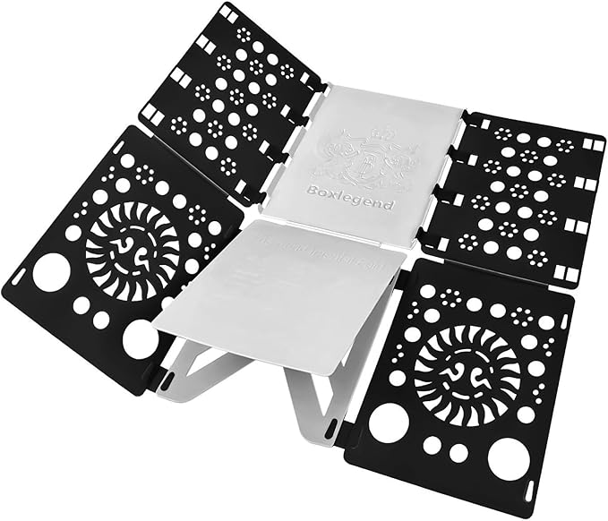 BoxLegend Version 3 Shirt Folding Board T Shirt Clothes Folder Durable Plastic Laundry Folders Folding Boards Helper Tool for Adults and Children (Black&White)