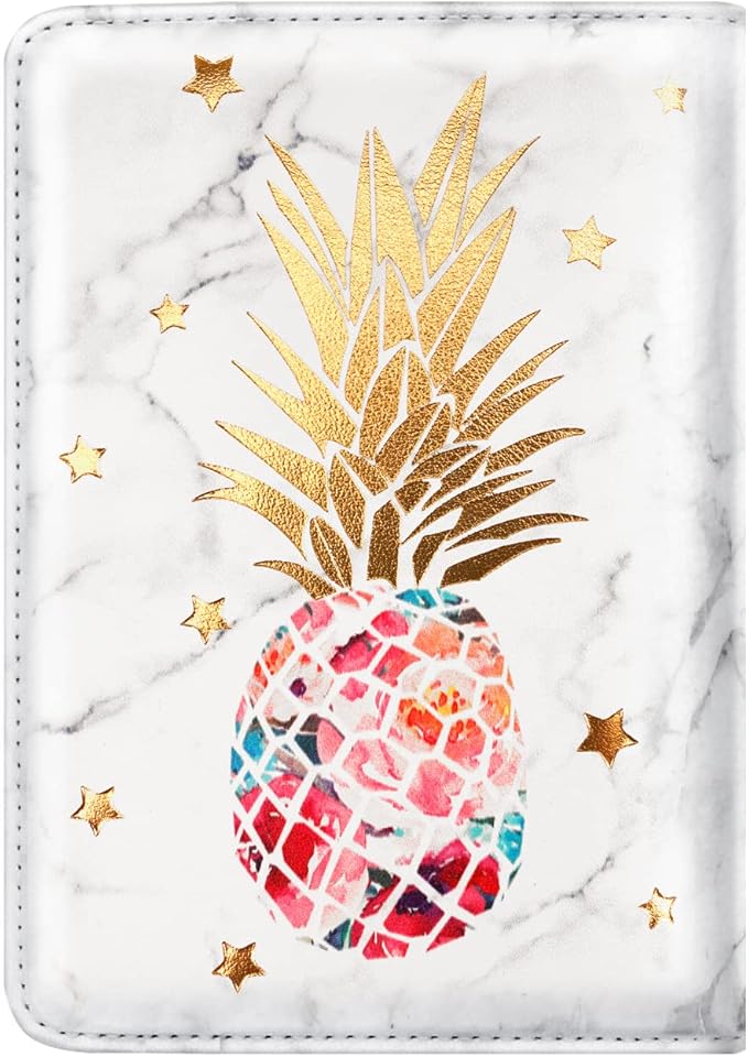 Passport Holder Cover,Traveling Passport Case Cute Passport Wallet for Women,Gold Pineapple