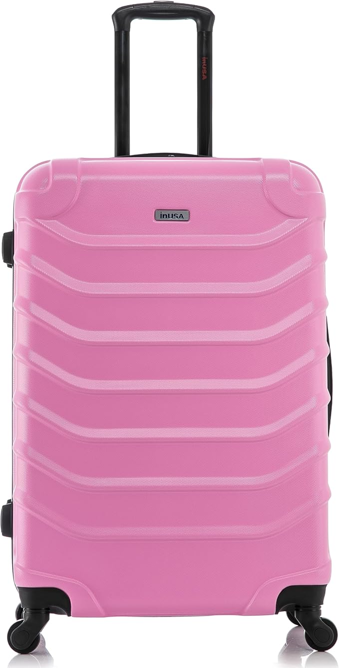 InUSA ENDURANCE Luggage with Spinner Wheels | Durable Lightweight Hardside Suitcase, Spacious Travel Bag with Handle and Trolley | 28-Inch Large Checked Luggage | Pink