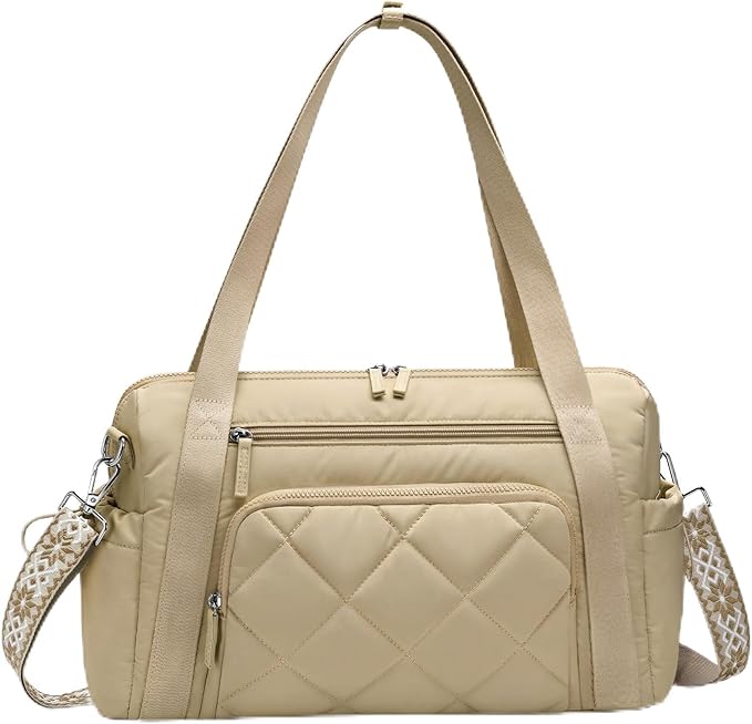 Gym Bag for Women, Duffle Weekender Bags for Travel, Lightweight Weekender Tote with Wet Pocket for Sports, Workout and Dance Khaki