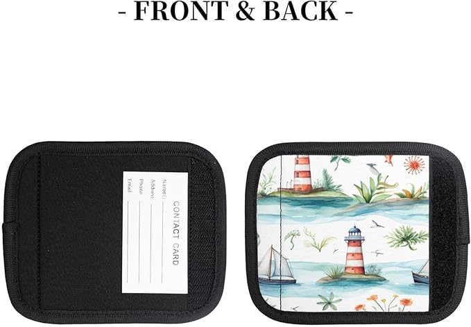 Luggage Handle Wraps Watercolor Nautical Sailboat Lighthouse Luggage Identifiers Soft Neoprene Luggage Handle Wraps For Suitcase Trolley Handle Grip Cover 2 Pack Luggage Tags