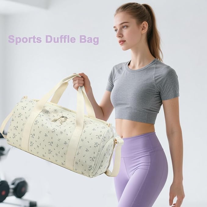 BTOOP Duffle Bag for Gym Sports Women Girls Workout Travel Bag Weekender with Shoe Compartment and Wet Pocket