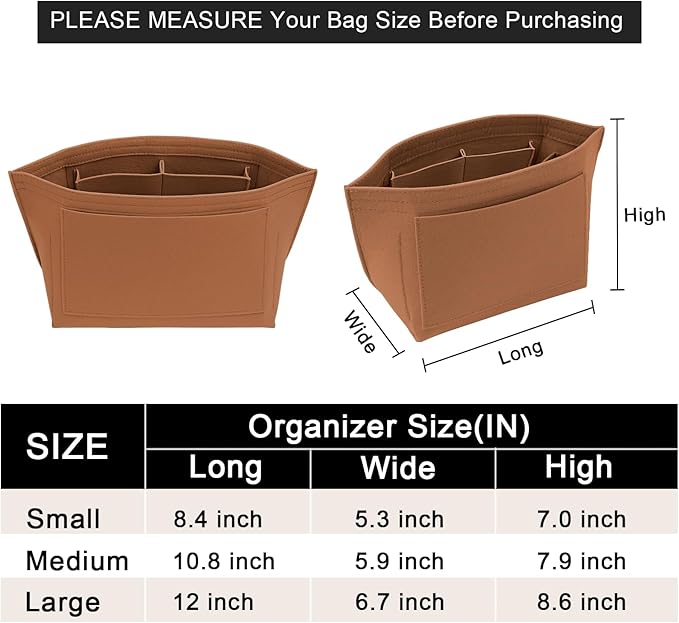 LOUKAYCCI Purse Organizer Insert for Longchamp Le Pliage M Handbag Insert Felt Long Champ Tote Bag Organizer Insert with Cup (EarthColor, Medium)