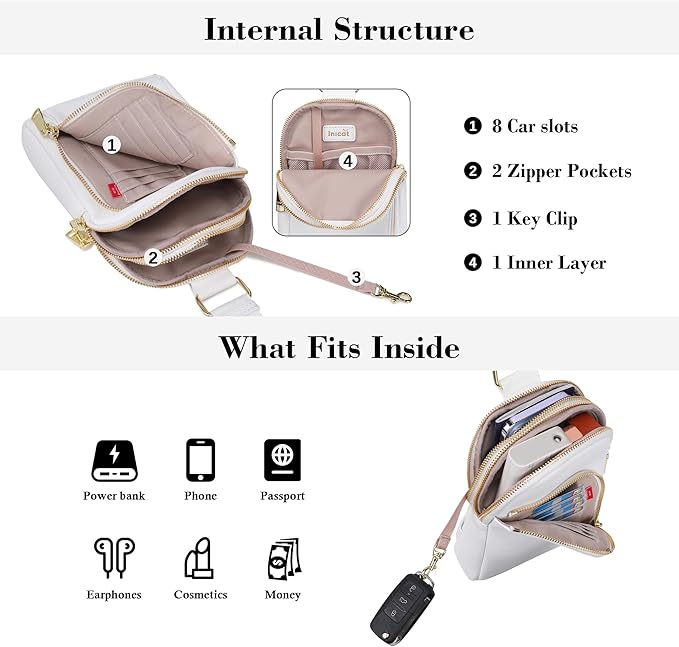 INICAT RFID Blocking Sling Bag, Anti Theft Crossbody Bag for Women, Travel Fanny Pack Style Purse, Vegan Leather