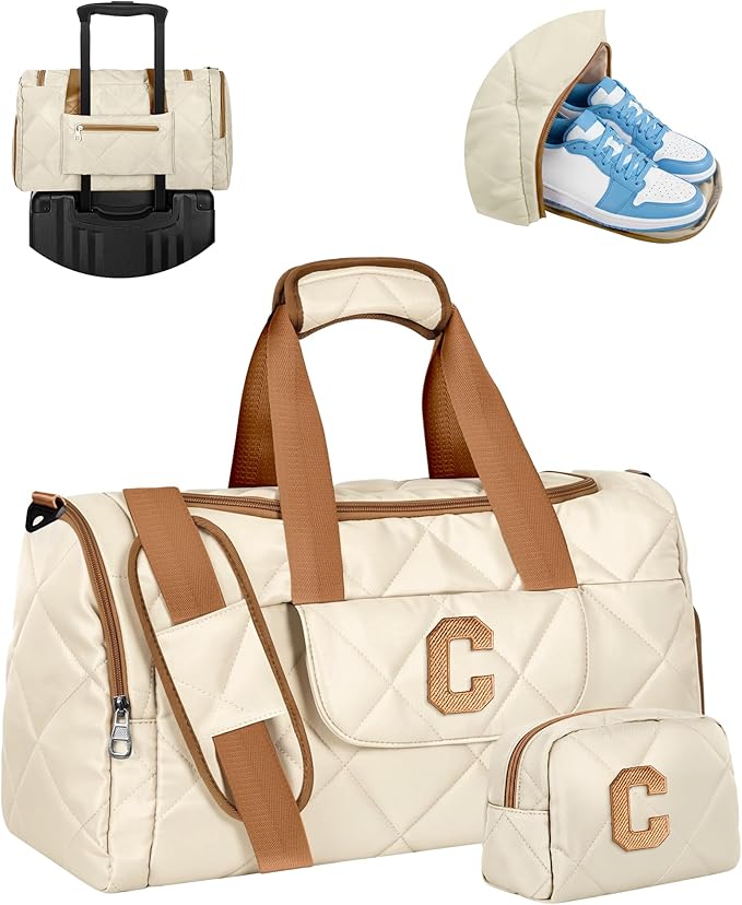 Unique Gifts for Teen Girls Women, Monogram Duffle Bag with Shoe Compartment & Wet Separation, Women Gift Idea for Birthday, Anniversary, Appreciation, Gifts for Mom, Teacher, Friends