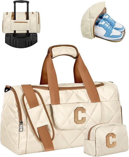 Unique Gifts for Teen Girls Women, Monogram Duffle Bag with Shoe Compartment & Wet Separation, Women Gift Idea for Birthday, Anniversary, Appreciation, Gifts for Mom, Teacher, Friends