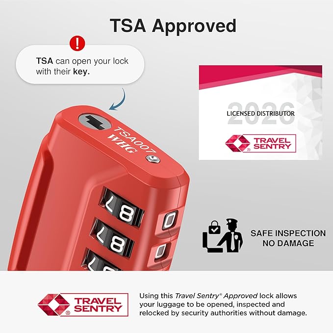 Puroma 2 Pack TSA Approved Luggage Lock, 4 Digit Combination Travel Cable Locks Resettable Code Lock with Zinc Alloy Body for Suitcase, Toolbox, Backpack, Bag, Gym Locker (Basic Red)