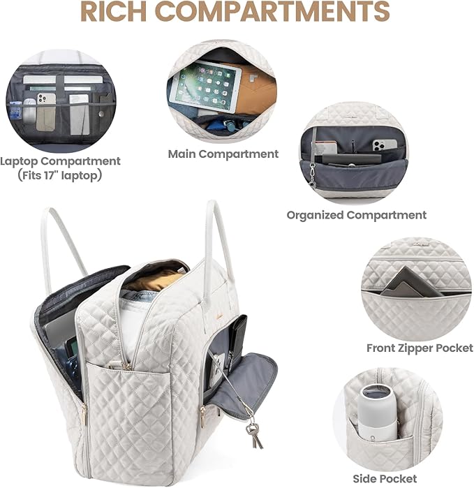 LOVEVOOK Travel Duffle Bag - Women's Weekender Carry On Overnight Laptop & Gym Bag With Toiletry/Shoe Pocket, Hospital Labor Bag