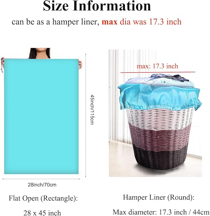 OTraki Extra Large Laundry Bag 2 Pack Laundry Basket Laundry Hamper Liner Dirty Clothes Bag 45x28 Inch Heavy Duty Laundry Bag XL Big Drawstring bag for Home Dorm Drying Do Not Exceed 176℉ Blue