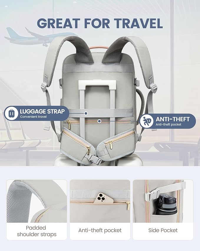 LOVEVOOK Travel Backpack for Women with Waist Strap,40L Cute Carry on Backpack Travels Essentials Personal Item Backpack for Traveling on Airplane,Large Carry on Luggage Travel Bag Flight Approved
