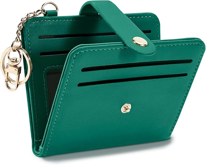 Airkit Small Wallets Woman RFID Blocking Leather Credit Card Holder - with ID Window - Card Wallets for Women - with Zipper Coin Purse - Keychain Wallet