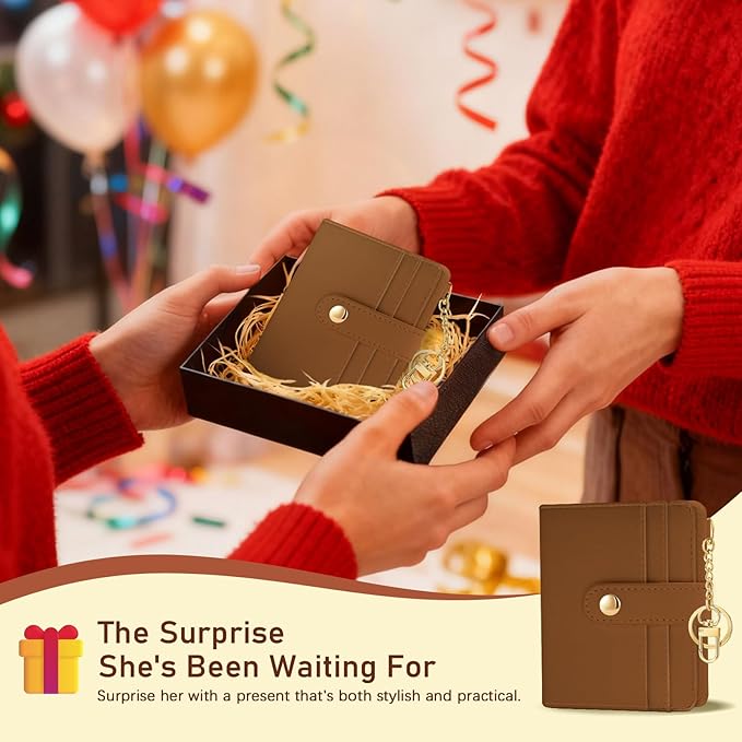 Jogjam Caramel Rfid Ladies Wallet, Small Slim Thin Compact Credit Card Women Wallet, PU Leather Bifold Cash Zipper Coin Pocket ID Window for Female Gifts