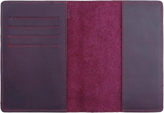 RFID Blocking Passport Holder Travel Wallet Genuine Leather Passport Case Cover Travel Document Organizer (Retro Red)
