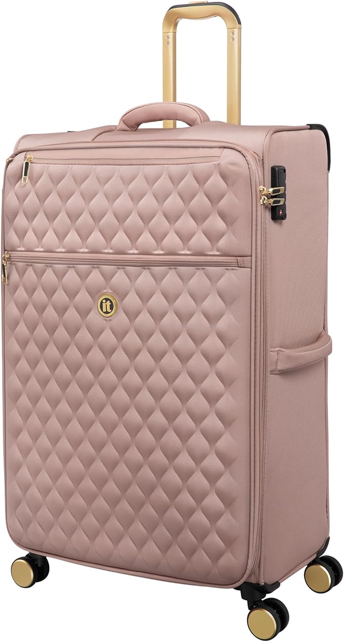 It Luggage Glimmering 32" Softside Checked 8 Wheel Expandable Spinner, Mink Gold