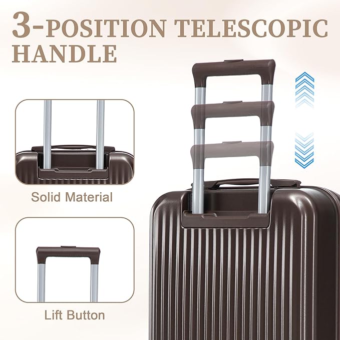 Hardside Luggage, Durable ABS Suitcase with Spinner Wheels, 20/14 Inch