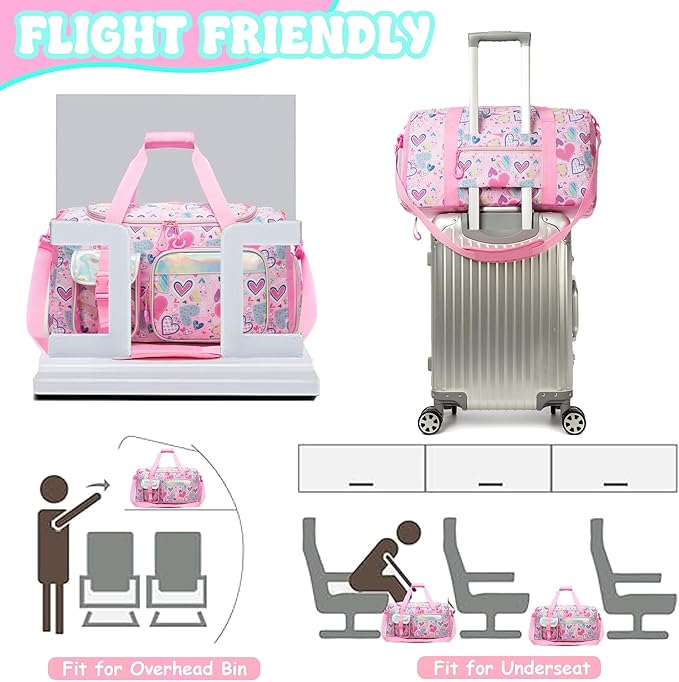 Duffle Bag for Kids Travel Bag for Girls Dance Bags for Kids Overnight Bags for Teen Girls with Shoe Compartment