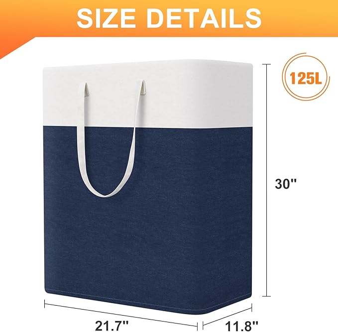 laundry basket 3-Pack, laundry hamper, Hamper with handles, collapsible laundry baskets, Waterproof dirty clothes hamper, Towel Storage for Home or Dorm, 125L-Blue