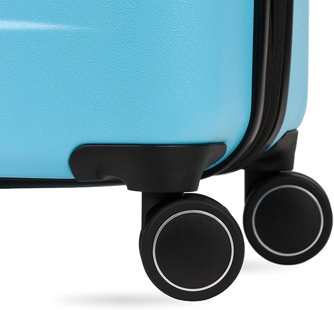 SwissGear 8020 Eclipse Hardside Expandable Luggage with Spinner Wheels, Powder Blue, Checked-Medium 24-Inch