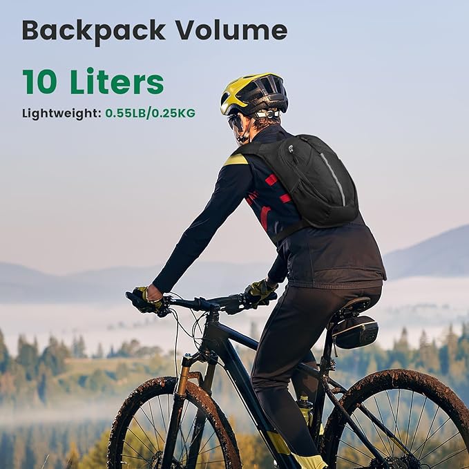 Small Hiking Backpack 10L-Lightweight Packable Foldable Backpack for Travel Camping Outdoor Commute,Compact Rucksack for Women Men(Black)