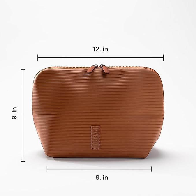 THE VERTI-Vertical Waterproof Makeup & Toiletry Bag | 23-Pocket Organizer with Upright, Fold-Down Design for Skincare, Toiletries & Essentials (Mahogany)