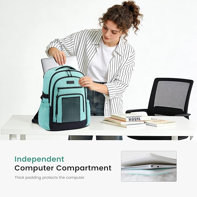 LOVEVOOK Laptop Backpack for Women with Large Cup Holder,15.6 Inch Work Computer Bag with Chest Buckle Back Pad Shoulder Buckle,Waterproof Business Backpack College Teacher Bag for Gift Travel