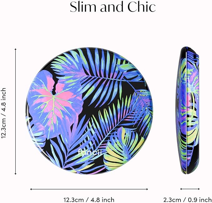 Fancii Taylor LED Lighted Compact Travel Mirror, Rechargeable, 10x /1x Magnifying, 3 Light Settings - Best for Makeup, On The Go Touch-Ups, Grooming (Neon Oasis)